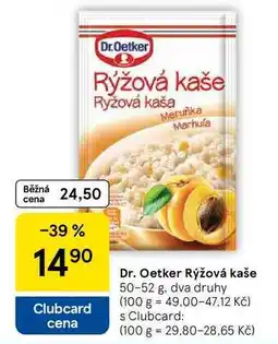 Tesco Dr. Oetker Rýžová kaše, 50-52 g, dva druhy nabídka