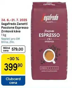 Tesco Segafredo Zanetti Passione Espresso Zrnková káva, 1 kg nabídka