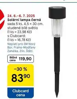 Tesco Solární lampa černá sada, 5 ks, 4.5 x 30 cm. studené bílé světlo nabídka