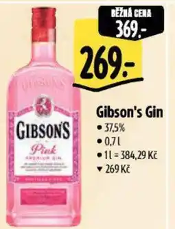 Albert Gibson's Gin nabídka