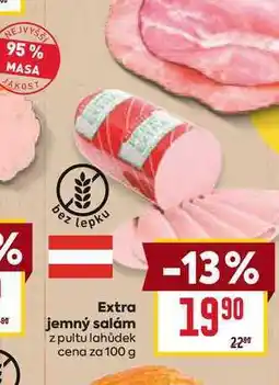 Billa Extra jemný salám z pultu lahůdek cena za 100 g nabídka