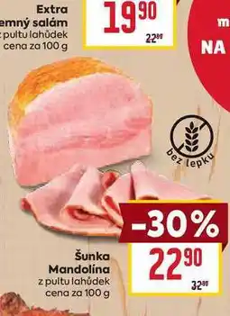 Billa Šunka Mandolina z pultu lahůdek cena za 100 g nabídka