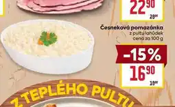Billa Česneková pomazánka z pultu lahůdek cena za 100 g nabídka