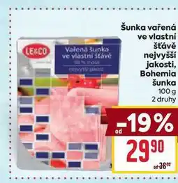 Billa Šunka vařená ve vlastní šťávě nejvyšší jakosti, Bohemia šunka 100 g nabídka