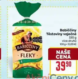 Billa Babiččiny Těstoviny vaječné 330 g nabídka