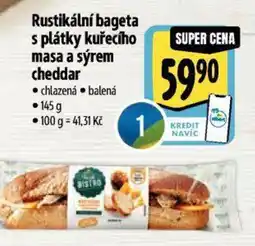 Albert Rustikální bageta s plátky kuřecího masa a sýrem cheddar nabídka