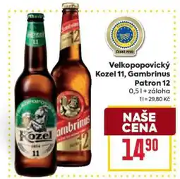 Billa Velkopopovický Kozel 11 Gambrinus Patron 12 nabídka