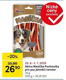 Tesco Akinu Masička Pochoutky pro psy jehněčí twister nabídka