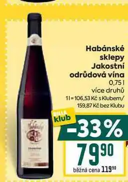 Billa Habánské sklepy Jakostní odrůdová vína 0,75l nabídka