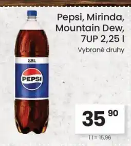 Kubík potraviny Pepsi, Mirinda, Mountain Dew, 7UP nabídka