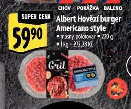 Albert Hovězí burger americano style nabídka
