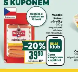 Billa Kuřecí párečky nabídka