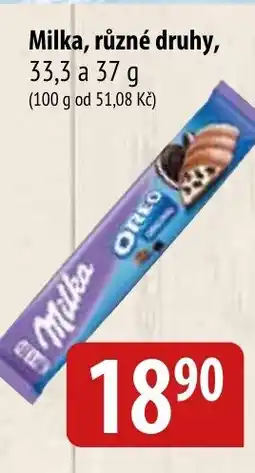 Bala Milka, různé druhy nabídka