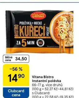 Tesco Vitana Bistro Instantní polévka, 66-77 g, více druhů nabídka