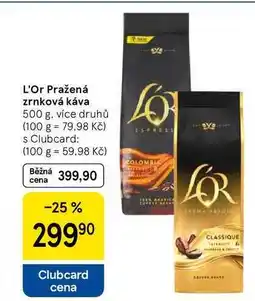Tesco L'Or Pražená zrnková káva, 500 g, více druhů nabídka