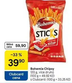 Tesco Bohemia Chipsy, 120 g, více druhů nabídka