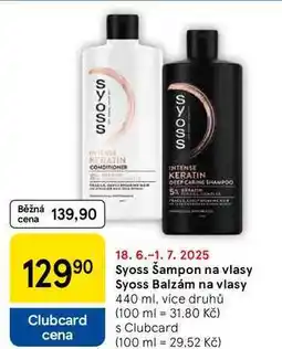 Tesco Syoss Balzám na vlasy, 440 ml, více druhů nabídka