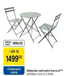 Tesco Nábytek zahradní kovový, skládací stůl a 2 židle nabídka