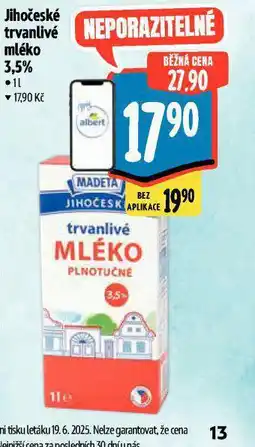 Albert Jihočeské trvanlivé mléko nabídka