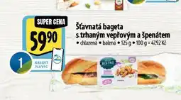 Albert Šťavnatá bageta s trhaným vepřovým a špenátem nabídka
