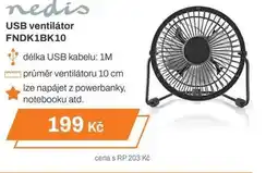 Nedis usb ventilátor fndk1bk10