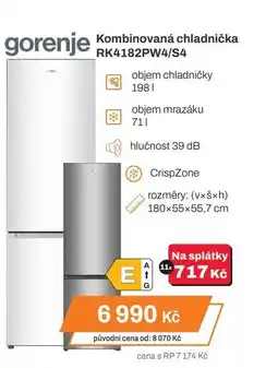 Expert Gorenje kombinovaná chladnička rk4182pw4/s4 nabídka