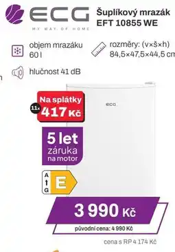 ECG Šuplíkový mrazák technologie FastFreeze rozměry: (vxšxh)