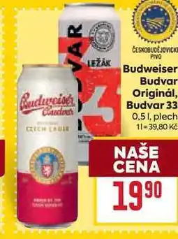 Billa Budvar Originál, Budvar 33 0,51, plech nabídka