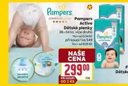 Billa Pampers Active Dětské plenky 38-54 ks nabídka