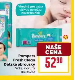 Billa Pampers Fresh Clean Dětské ubrousky 52 ks nabídka