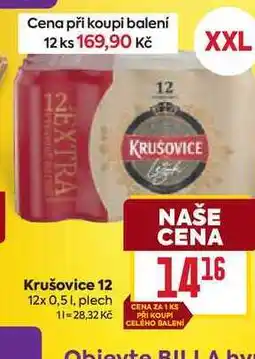Billa Krušovice 12 12x0,5 l, plech nabídka