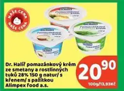 Brněnka Dr. Halíř pomazánkový krém ze smetany a rostlinných tuků 28% 150 g natur/s křenem/ s pažítkou Alimpex food a.s. nabídka