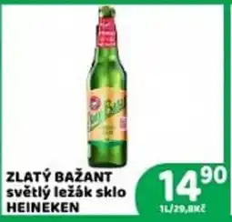 Brněnka ZLATÝ BAŽANT světlý ležák sklo HEINEKEN nabídka