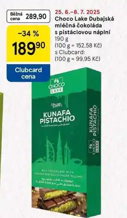 Tesco Choco Lake Dubajská mléčná čokoláda s pistáciovou náplní, 190 g nabídka