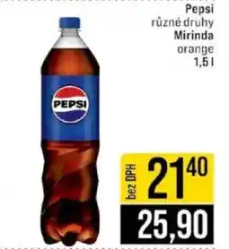 Jip Pepsi různé druhy Mirinda orange nabídka