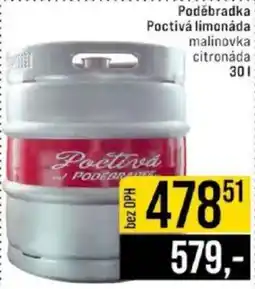 Jip Poděbradka Poctivá limonáda malinovka citronáda nabídka