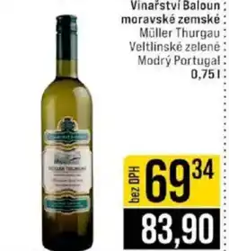 Jip Vinařství Baloun moravské zemské Müller Thurgau Veltlinské zelené Modrý Portugal nabídka