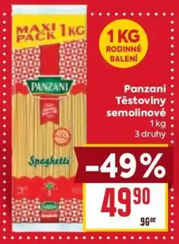 Billa Panzani Těstoviny semolinové nabídka