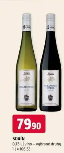 Terno Sovín 0,75l vino vybrané druhy nabídka