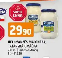 Terno Hellmann's tatarská omáčka, majonéza 210ml, vybrané druhy nabídka