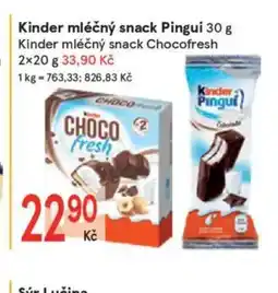 Žabka Kinder mléčný snack Pingui nabídka