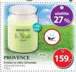 PROVENCE Svíčka ve skle Citronela odpuzující komáry