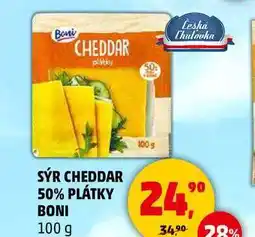 Penny Market SÝR CHEDDAR 50% PLÁTKY BONI, 100 g nabídka
