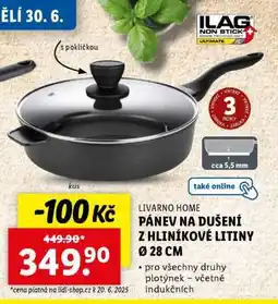Lidl LIVARNO HOME PÁNEV NA DUŠENÍ Z HLINÍKOVÉ LITINY Ø 28 CM nabídka