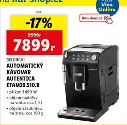 Lidl DELONGHI AUTOMATICKÝ KÁVOVAR AUTENTICA ETAM29.510.B nabídka