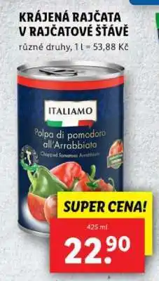 Lidl ITALIAMO Krájená rajčata v rajčatové šťávě nabídka