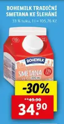 Lidl Bohemilk TRADIČNÍ SMETANA KE ŠLEHÁNÍ nabídka
