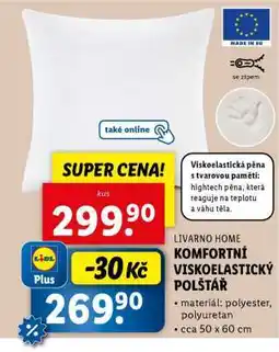 Lidl LIVARNO HOME KOMFORTNÍ VISKOELASTICKÝ POLŠTÁŘ nabídka