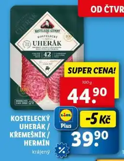 Lidl KOSTELECKÝ UHERÁK / KŘEMEŠNÍK / HERMÍN krájený nabídka
