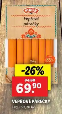 Lidl VEPŘOVÉ PÁREČKY nabídka